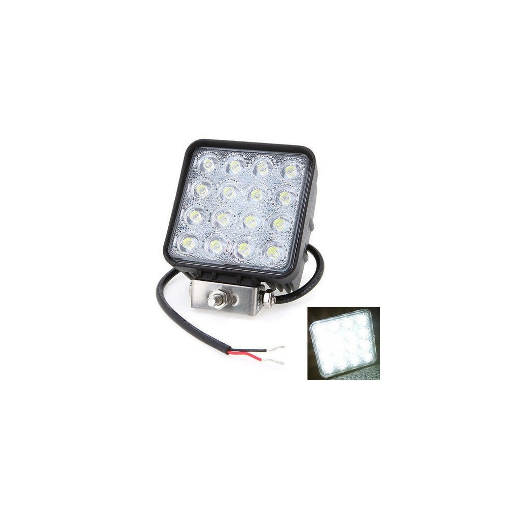 Trade Shop - Faro Supplementare Profondità 12v 16led 48w Auto Fuoristrada Quadrato 6000k Ip68 -