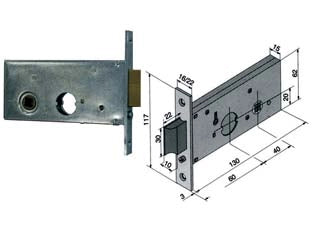 SERRATURA DA INFILARE PER FASCE CATENACCIO E SCROCCO MM.62 H 123  mm.60 (12360010)    WELKA