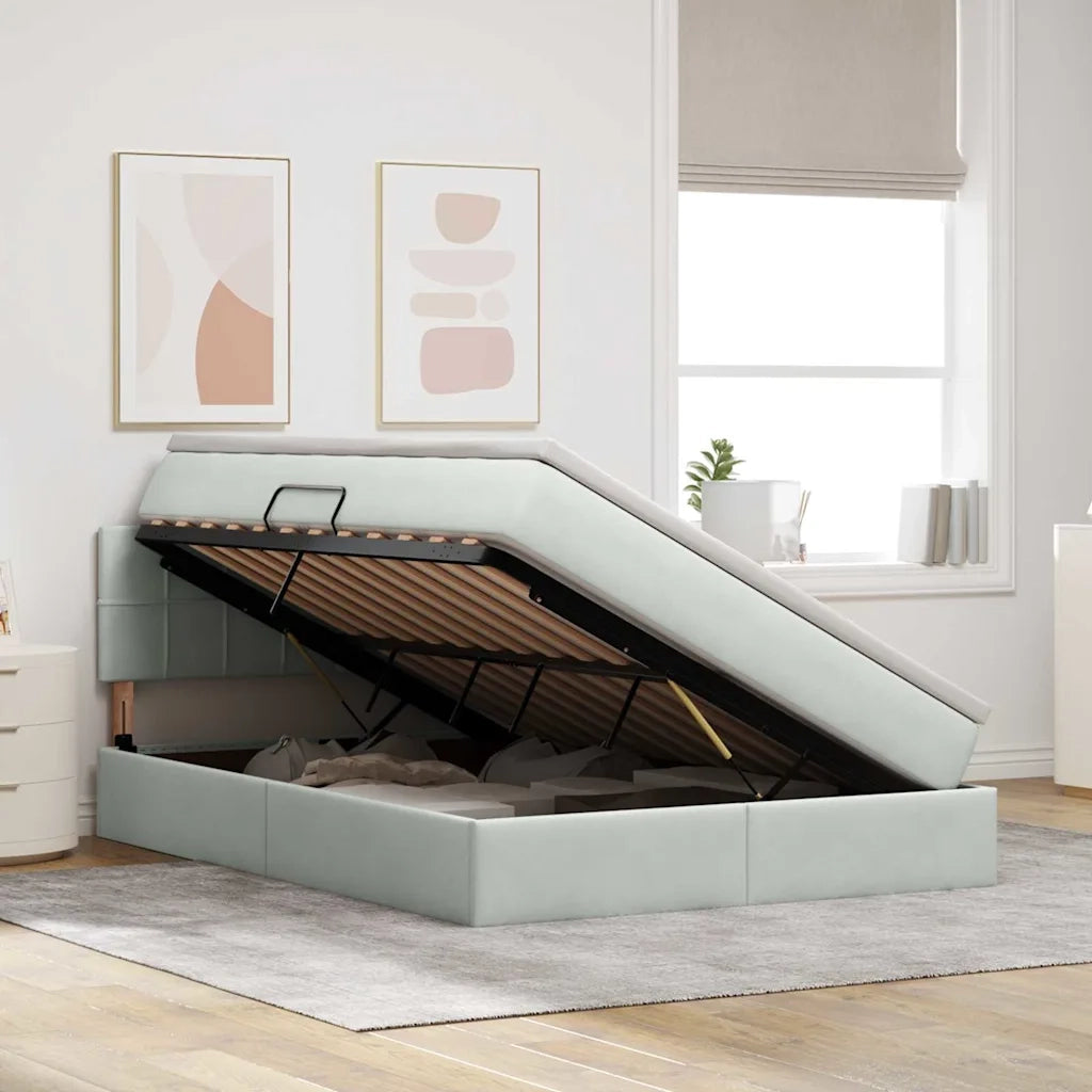 Letto con Contenitore Grigio chiaro 140 x 200 cm Velluto 3370761