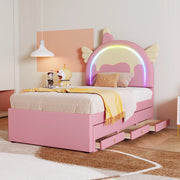Lit con cassetti a forma di unicorno per bambini 90x200 cm - Xylo - Rosa