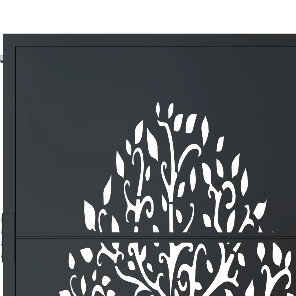 Cancello da giardino antracite 100x75 cm in acciaio con design ad albero 153154