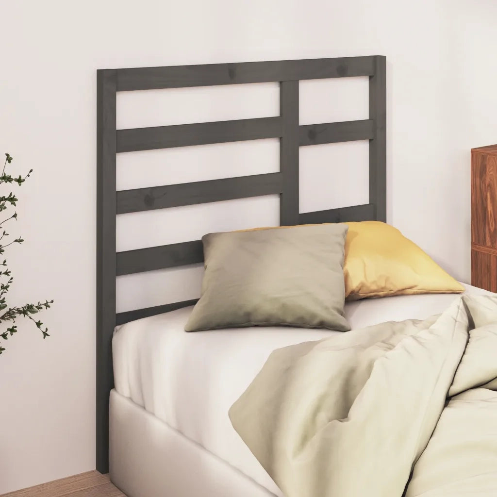 Testiera | Testata per Letto Grigia 81x4x104 cm in Legno Massello di Pino