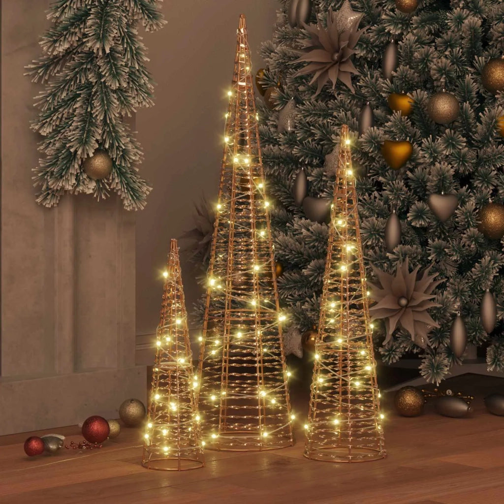 Albero di Natale 3 pcs Bianco caldo 20 x 20 x 80 cm PET