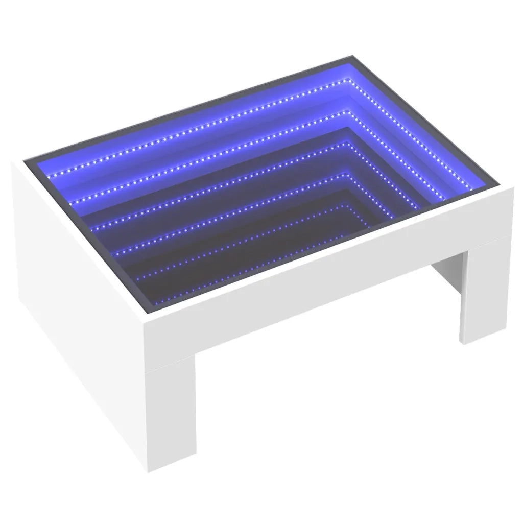 Tavolino da Salotto con LED Infinity-Tavolino da soggiorno Bianco 70x50x30 cm