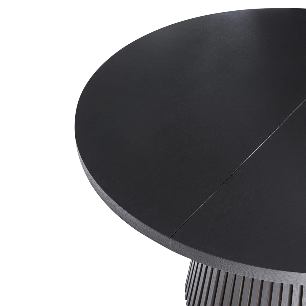 Tavolo da pranzo allungabile gambe a coste legno di frassino nero 120/160 x 75 cm stile moderno industriale