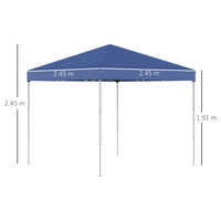 Gazebo Pieghevole da Giardino 2,45x2,45x2,45m in Acciaio e Tessuto Oxford Blu