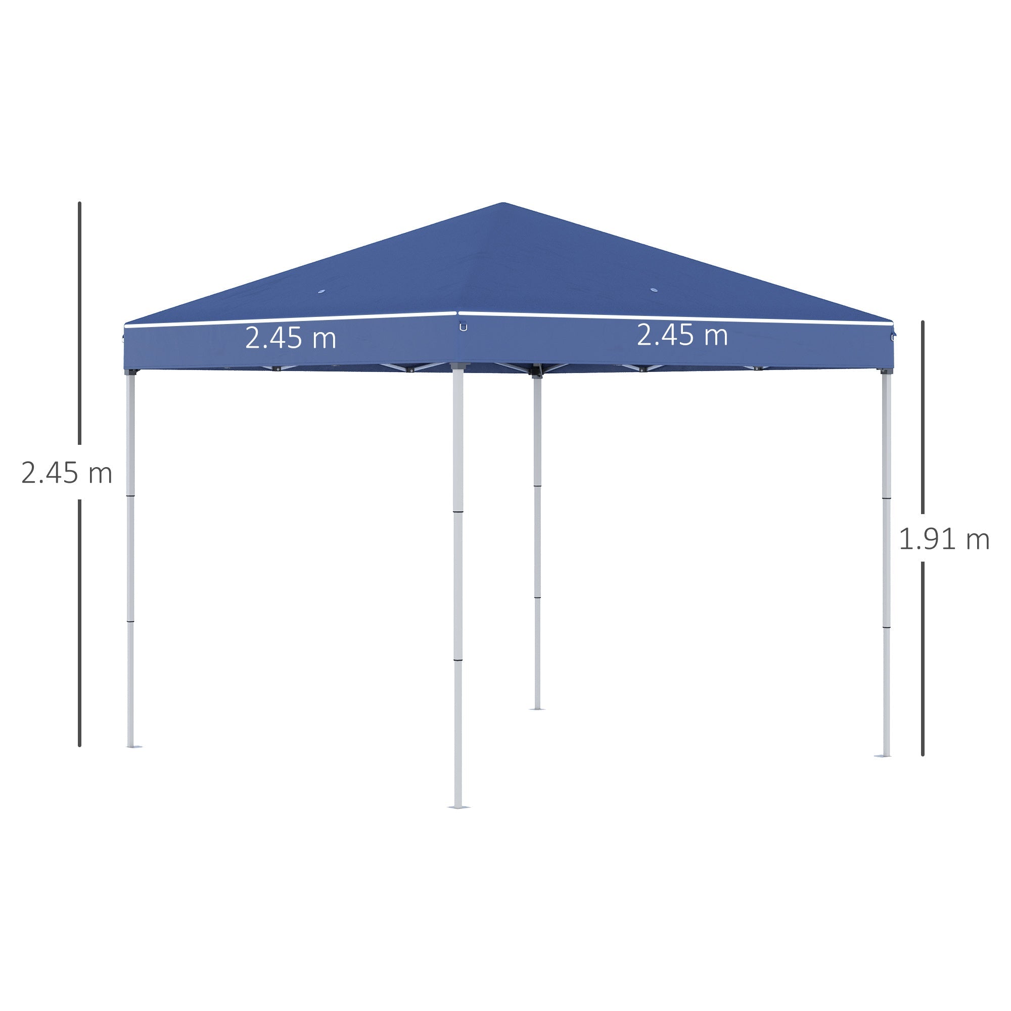 Gazebo Pieghevole da Giardino 2,45x2,45x2,45m in Acciaio e Tessuto Oxford Blu