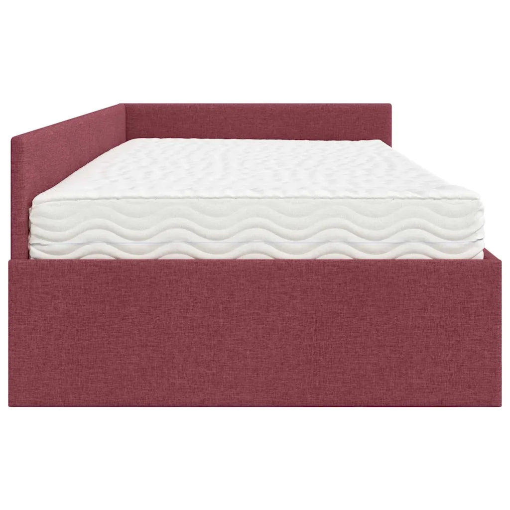 Struttura Letto Angolare con Materasso 2 pz-Giroletto con materasso Rosso Tessuto 966922