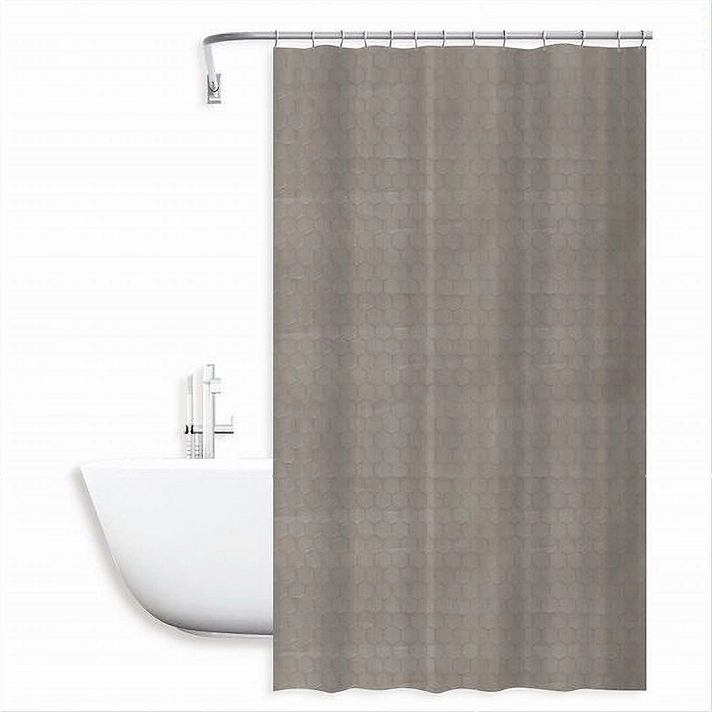 Trade Shop - Tenda Doccia Vasca Bagno Effetto 3d Nido D'ape Tortora 180x200 Cm 12 Ganci 87603 -