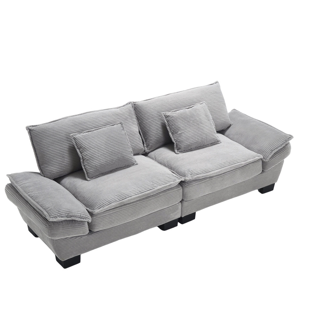 Divano 2 posti in velluto grigio chiaro 224 cm
