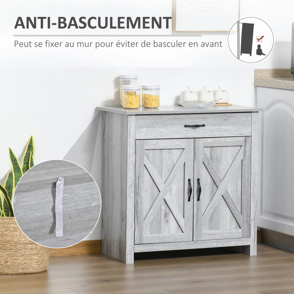 Credenza con cassetto e ante ¨C Xylo ¨C Legno grigio chiaro 80x39,7x80cm