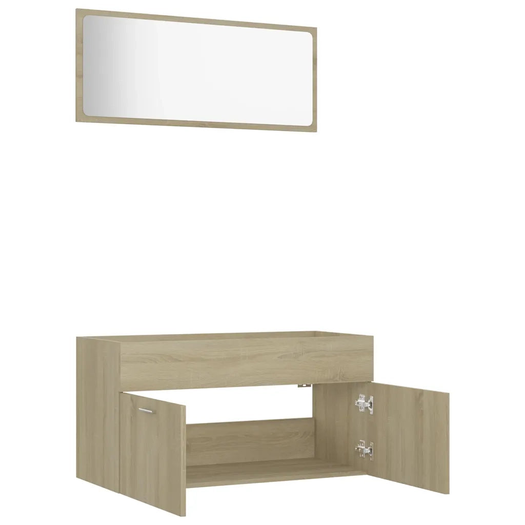 Set Mobili da Bagno 2 pz Rovere Sonoma in Truciolato cod mxl 23458