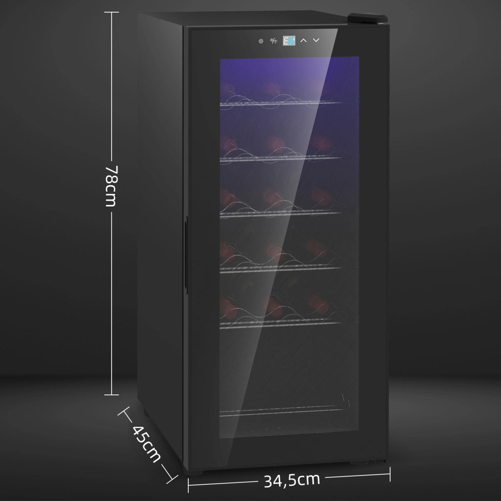 Cantinetta per vini, compressore per 18 bottiglie, refrigeratore per bevande da 50 L con porta in vetro, 5-18 ¡ãC, refrigeratore per bottiglie con
