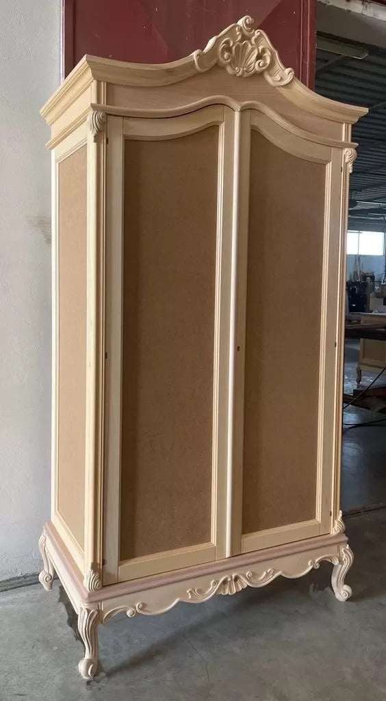 Armadio 2 porte classico barocco legno grezzo 114x63x214 - Mobili 2G
