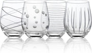 Set di bicchieri da vino gravi con 520 ml, senza manico, composto da 4 bicchieri con linea, motivi a punti, bicchiere da vino rosso per bar, casa, ristorante