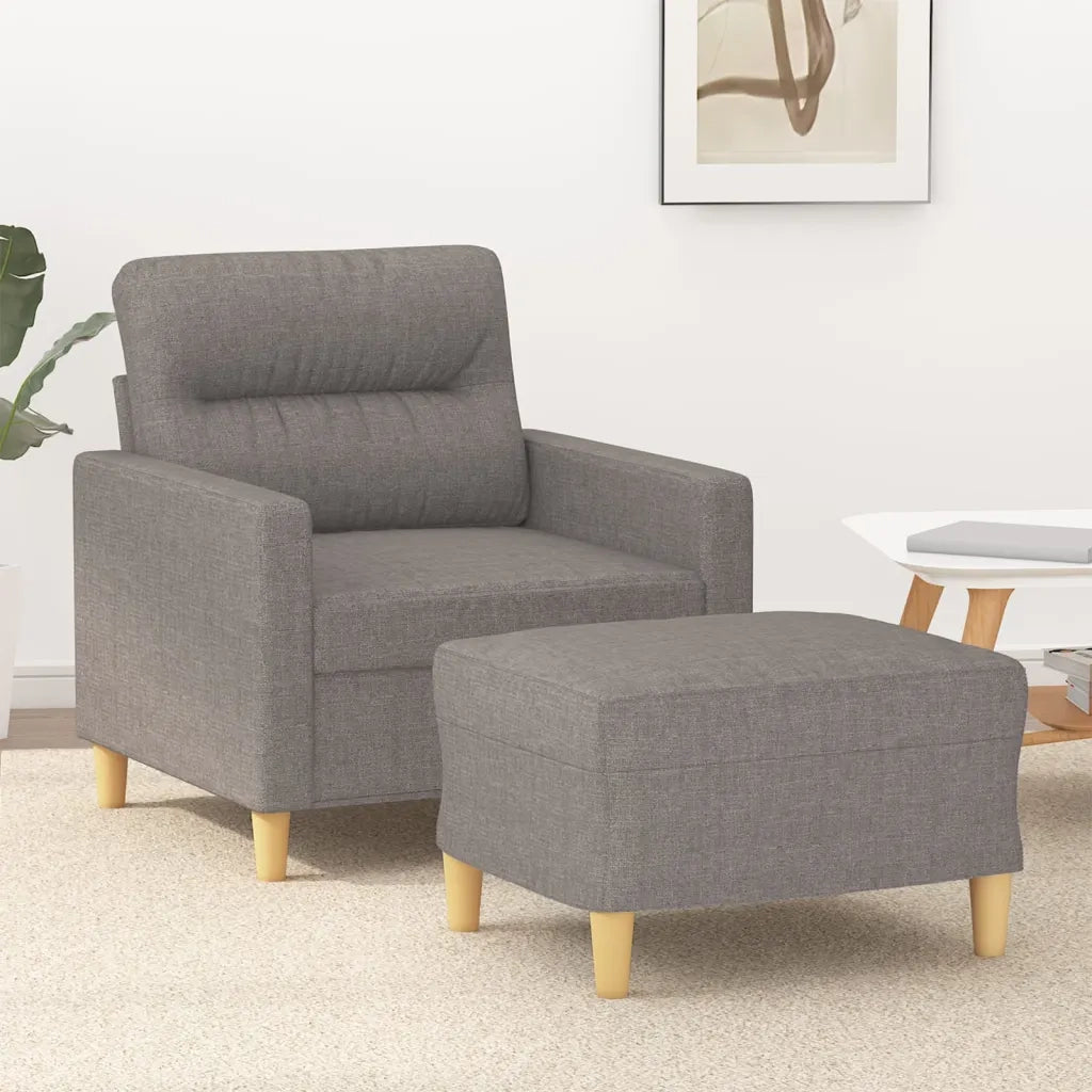 Poltrona | Sedia Relax con Poggiapiedi Tortora 60 cm in Tessuto