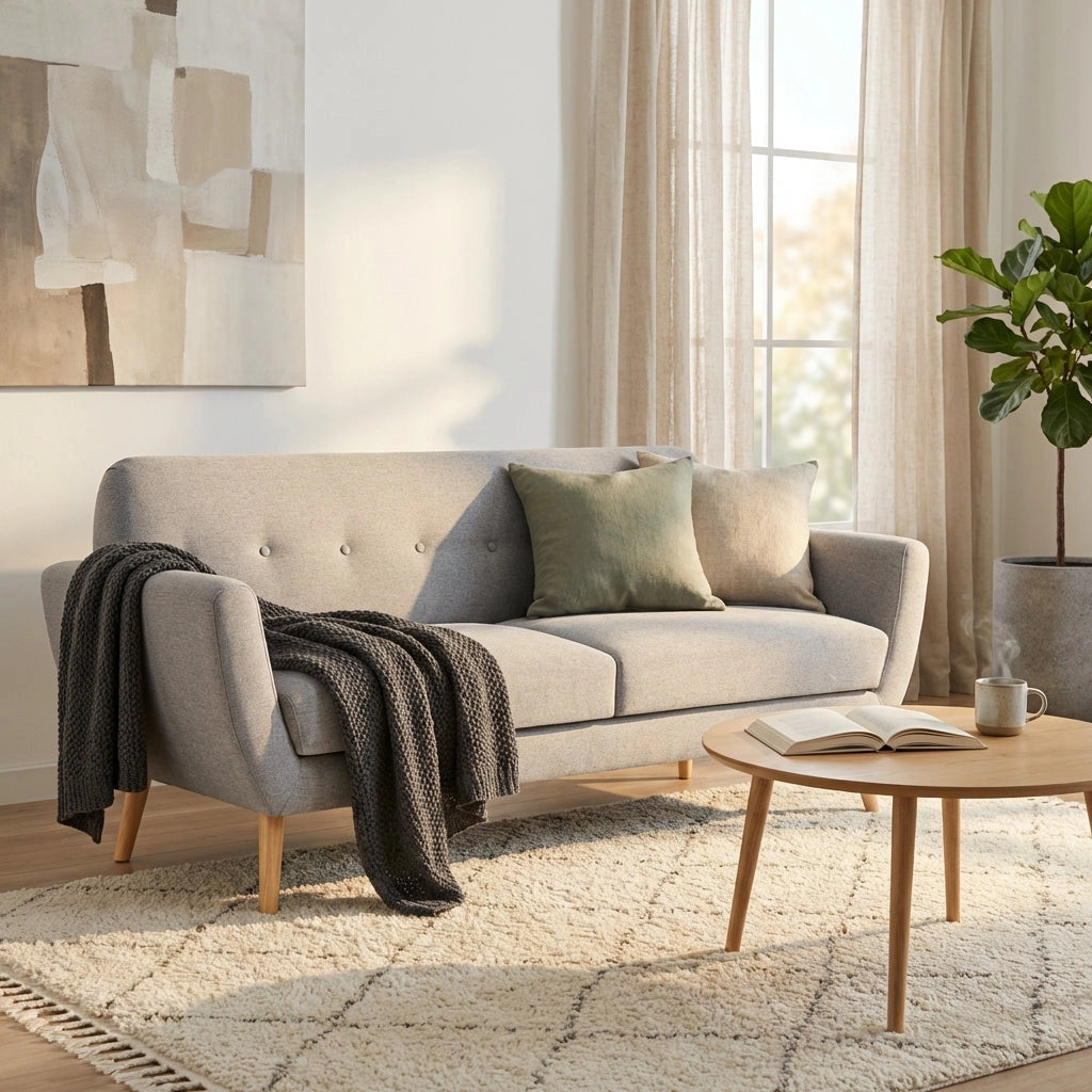 Divano tre posti Scandinavo in Tessuto cm 193x79x86 - SILENTE
