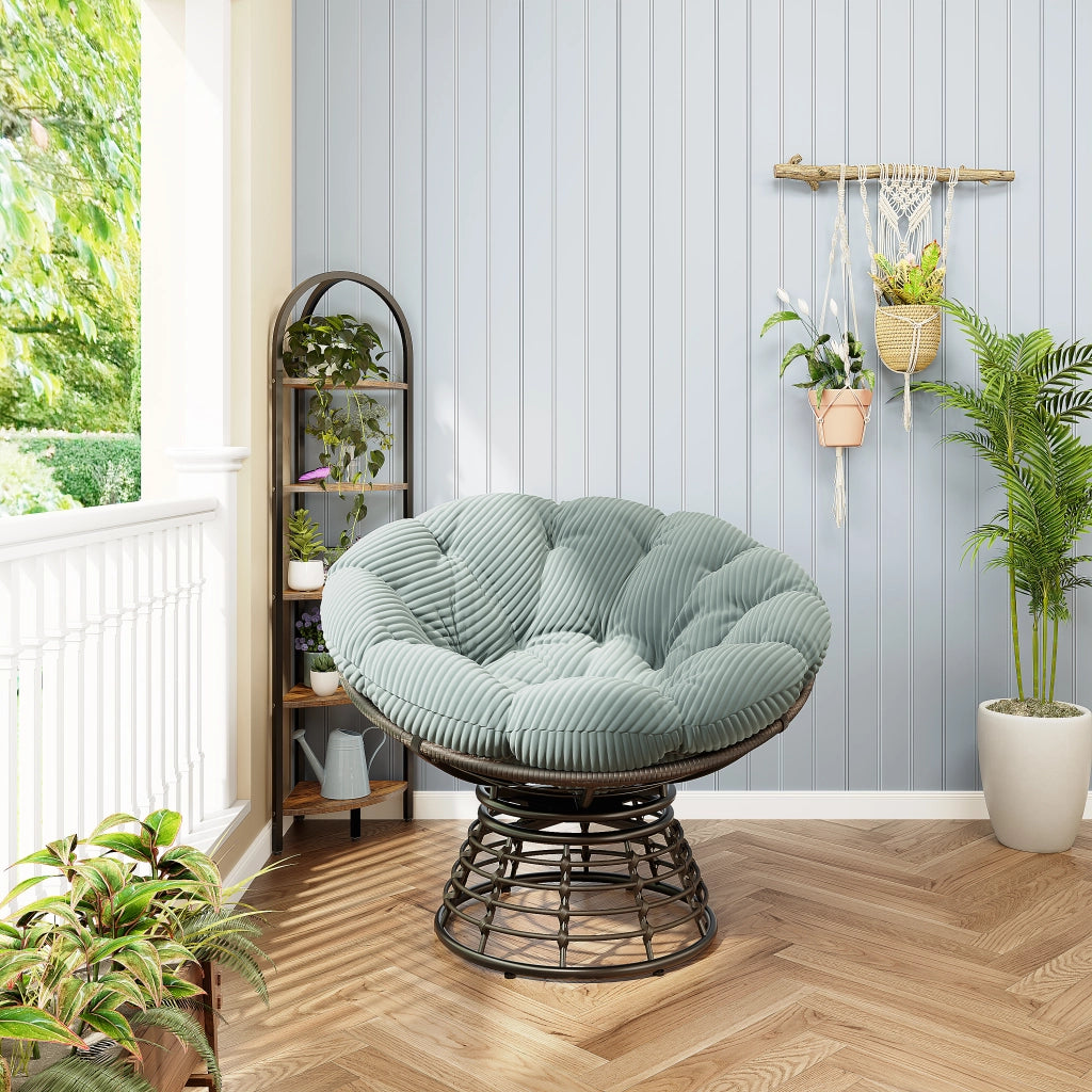 SEDIA PAPASAN Girevole 360° 92x67 cm Acciaio Verde Chiaro