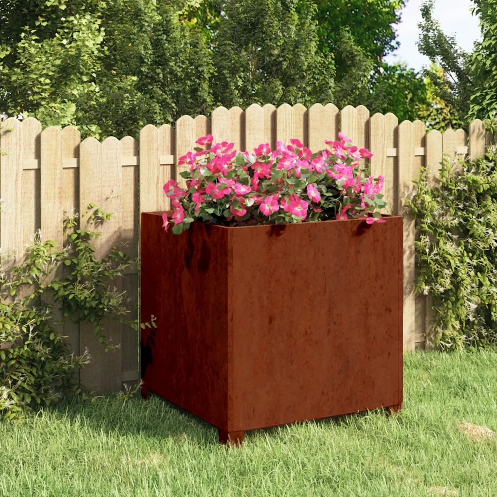 Fioriera con Gambe Ruggine-Vaso-Contenitore per Piante 50x50x50 cm Acciaio Corten
