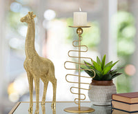 Statua Giraffa 20x9,8x49 cm in Poliresina Oro