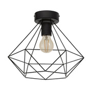 Plafoniera Vintage Tarbes Acciaio Nero 1 Luce E27