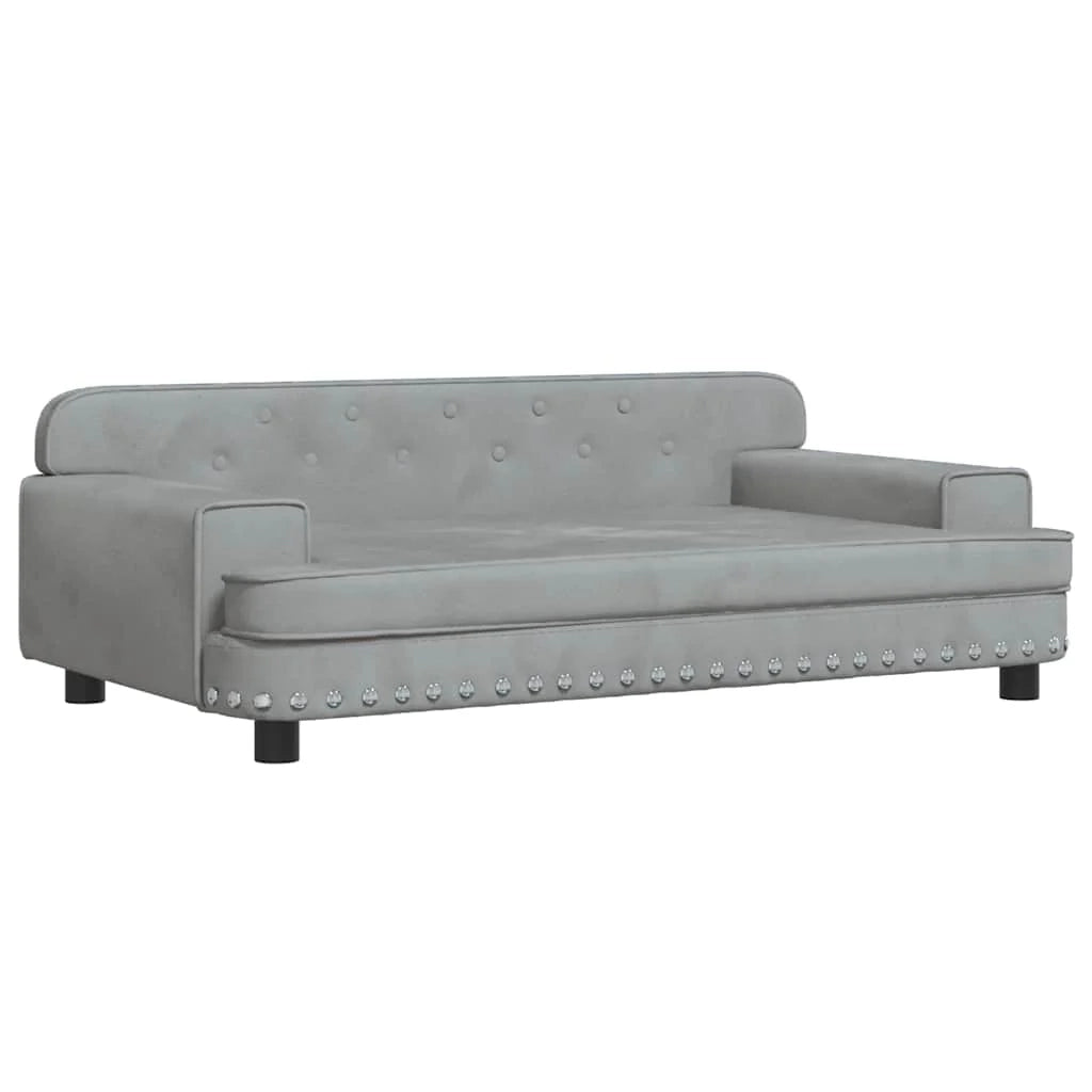 Cuccia per cani comoda cesta da divano colore chiaro 90 x 53 x 30 cm velluto grigio 02_0043126