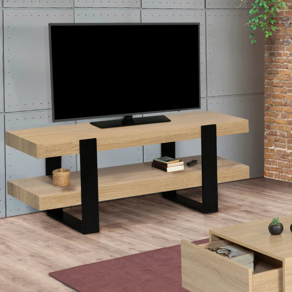 IDMarket - Porta TV doppio PHOENIX legno nero