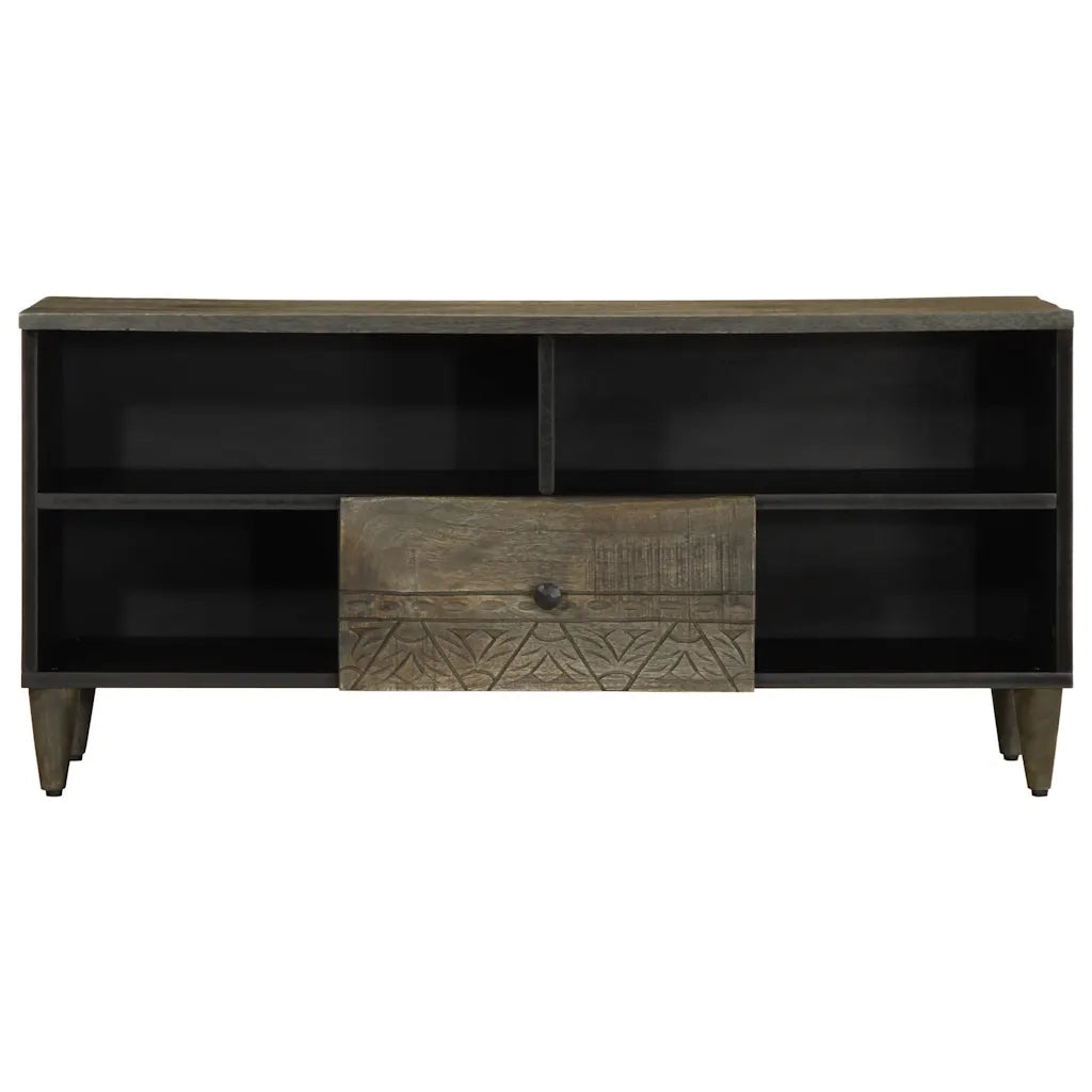 vidaXL Mobile Porta TV Nero 100x33x46 cm in Legno Massello di Mango