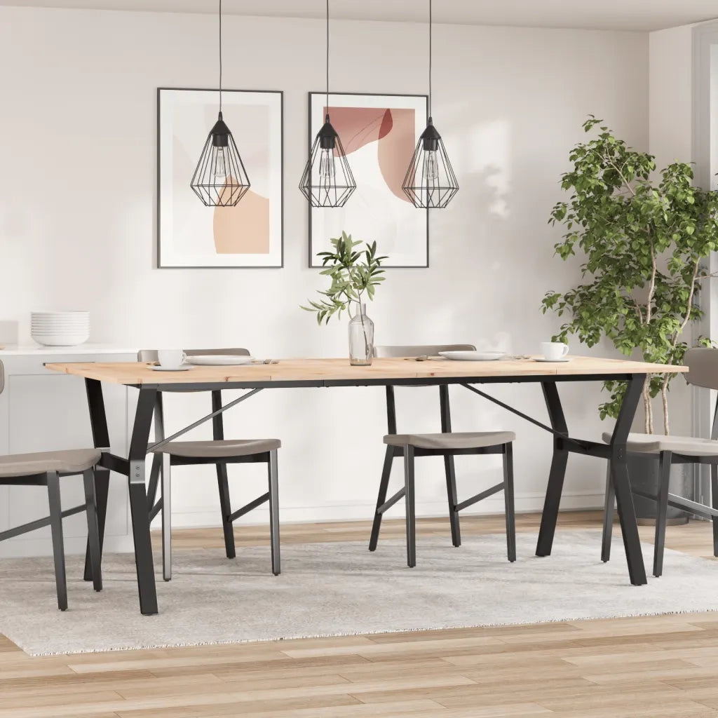 Tavolo da Pranzo Telaio a Y 200x100x75 cm Legno Pino e Acciaio