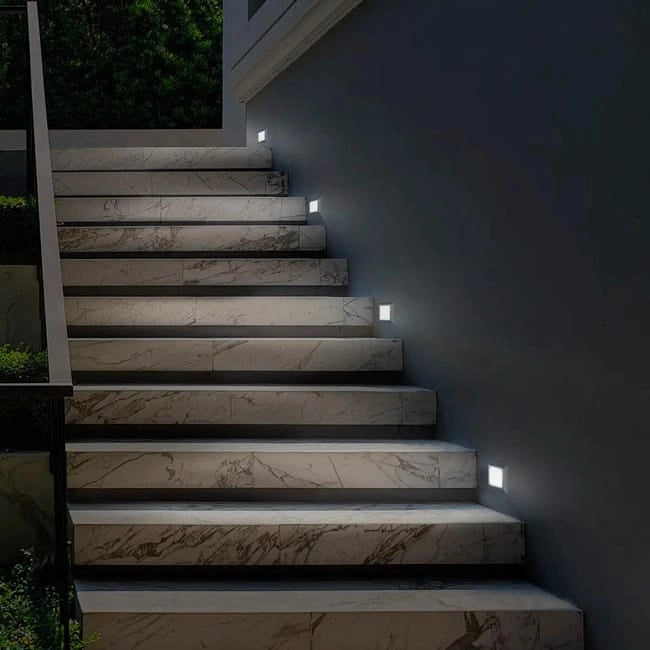 Segnapasso Faretto LED da incasso per scatola 503 IP65 4W 3 tonalità CCT Luce calda, naturale, fredda - vetro bianco per esterni e interni 220V