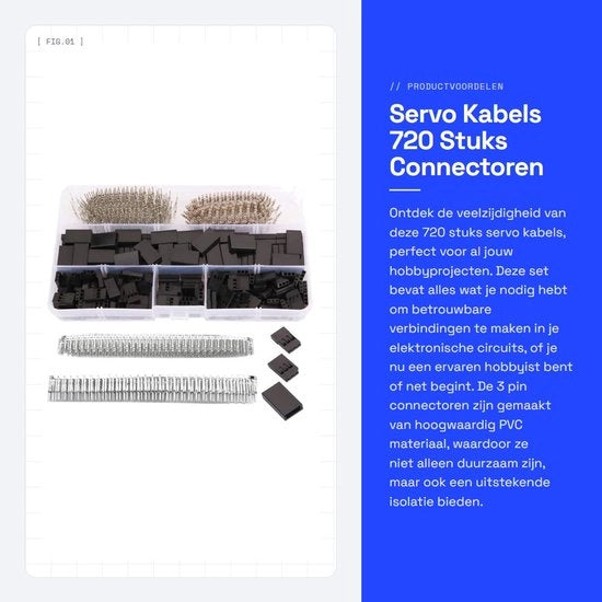 Cavi di Servo - 720 Pezzi di Connettore - 3 Pin - Isolamento Eccellente - Adatto per Progetti di Hobby - Kit di Connettori - Robusto e Duraturo