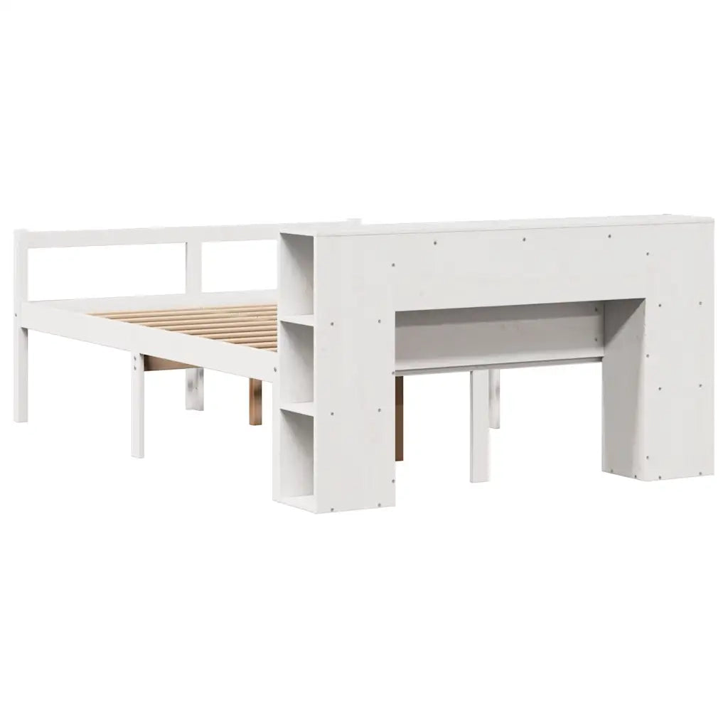 Letto Libreria senza Materasso Bianco 160x200 cm Legno di Pino 3321974