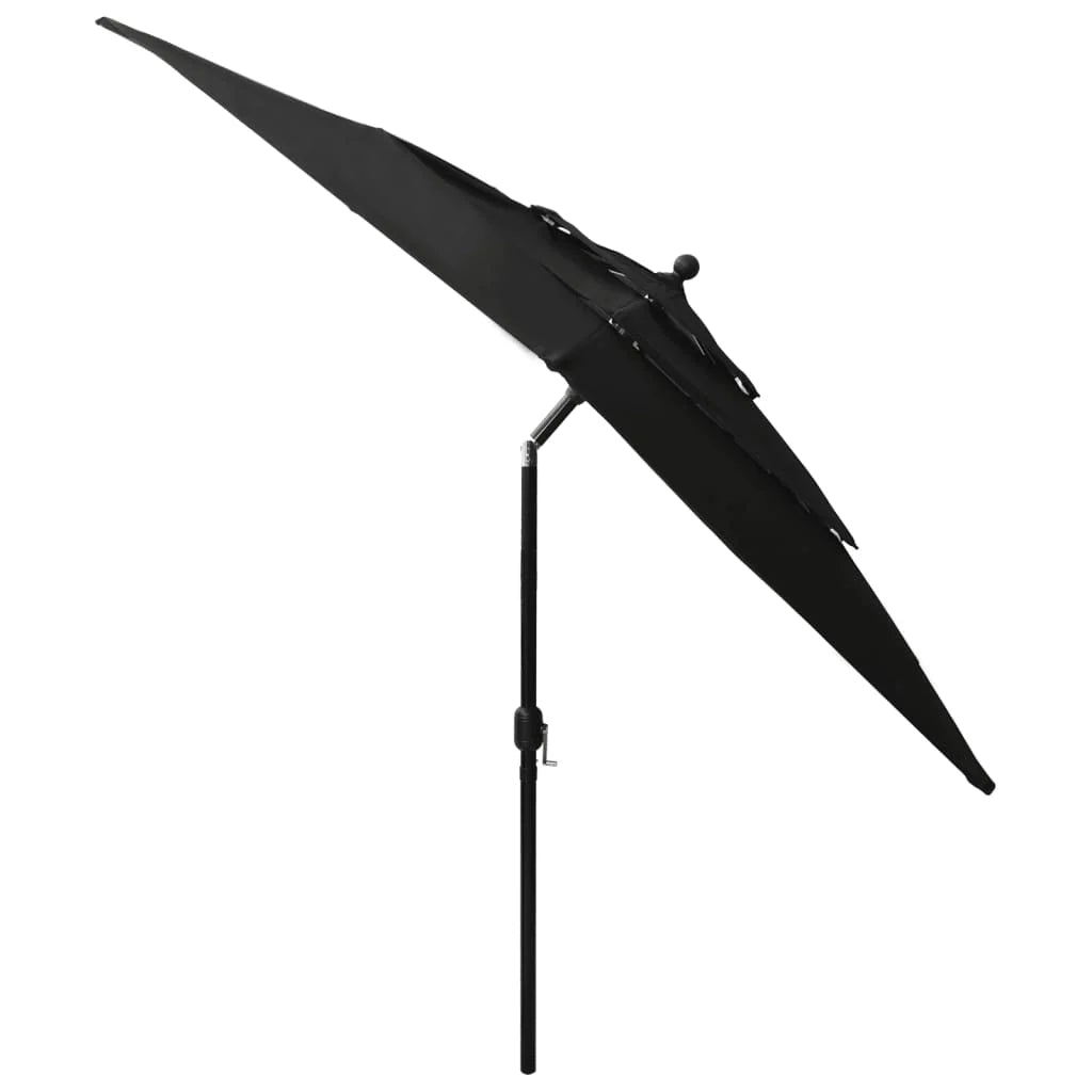 Ombrellone a tre livelli con palo in alluminio 2,5 x 2,5 m nero 02_0008757