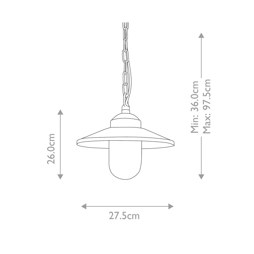 Lampada a sospensione esterna cromata E27 60W Klampenborg Elstead