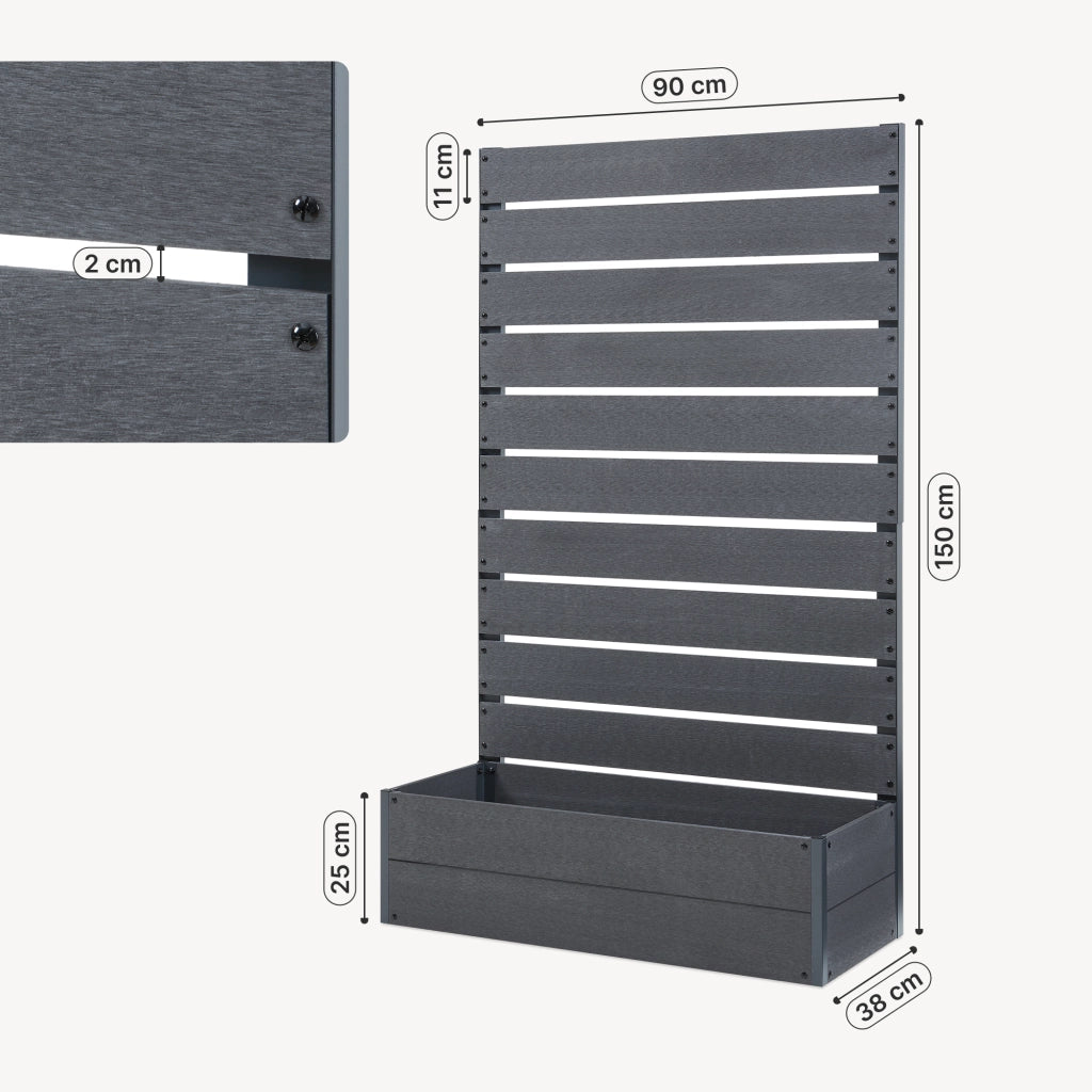 Fioriera con Spalliera Heerde in WPC 150 x 90 x 38 cm Grigio [en.casa]