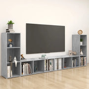 Mobili TV 4 pz Grigio Cemento 107x35x37 cm in Legno Multistrato