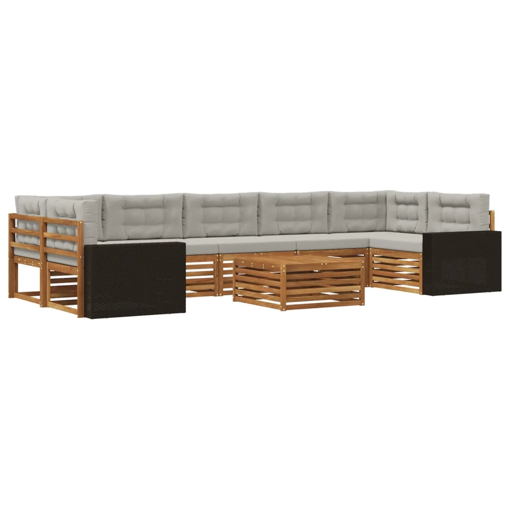 Set di divani da esterno 8 pz Naturale e Grigio Chiaro 3383154
