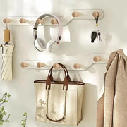 Supporto per parete in legno con 6 ganci - progetto sostenibile - progettato per risparmiare spazio - stile elegante - adatto per soggiorno/cucina/camera da letto/bagno - chiodo per parete