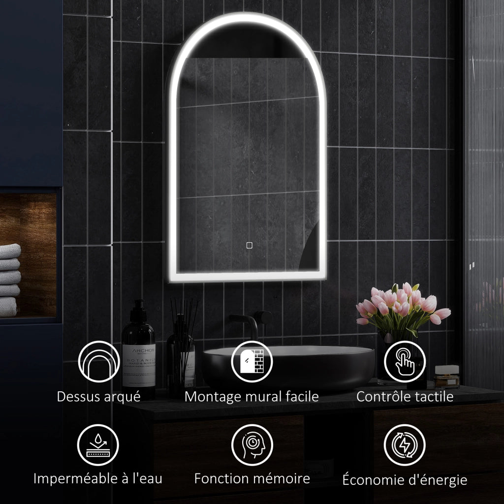 Specchio da bagno LED 90x60cm ¨C Xylo ¨C con interruttore tattile e funzione antiappannamento