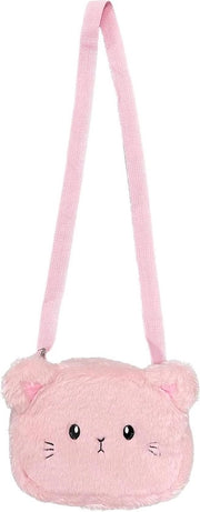 Borsa per bambini con peluche di gatto rosa 19x15cm