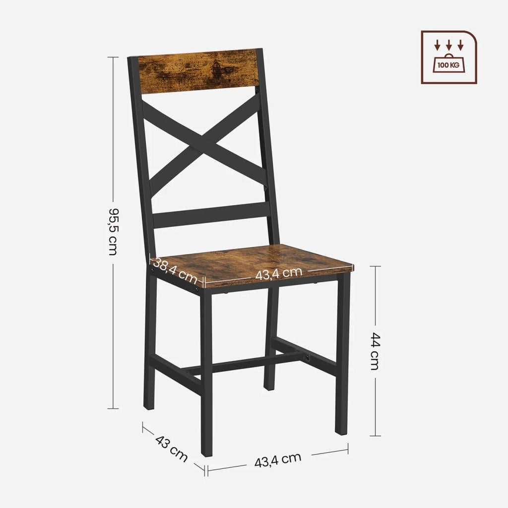 Sedie da pranzo set da 4 sedie da cucina struttura ergonomica in acciaio stile industriale per soggiorno/cucina marrone 12_0004982