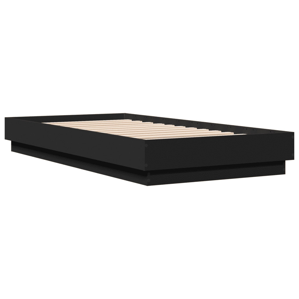 Letto singolo | Letto per adulti | Giroletto con LED Nero 75x190 cm