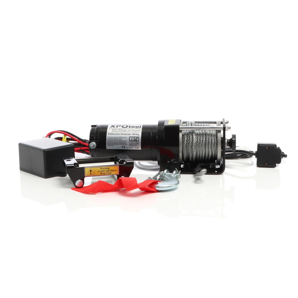 Argano elettrico Verricello a motore 12V 1587kg Cavo acciaio 10,5m Motore 1,5CV Fuoristrada