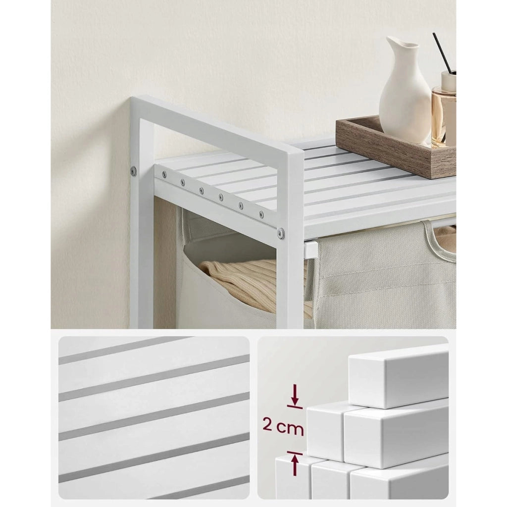 Cesto Biancheria Oskar con Struttura in Metallo e Top Bianco