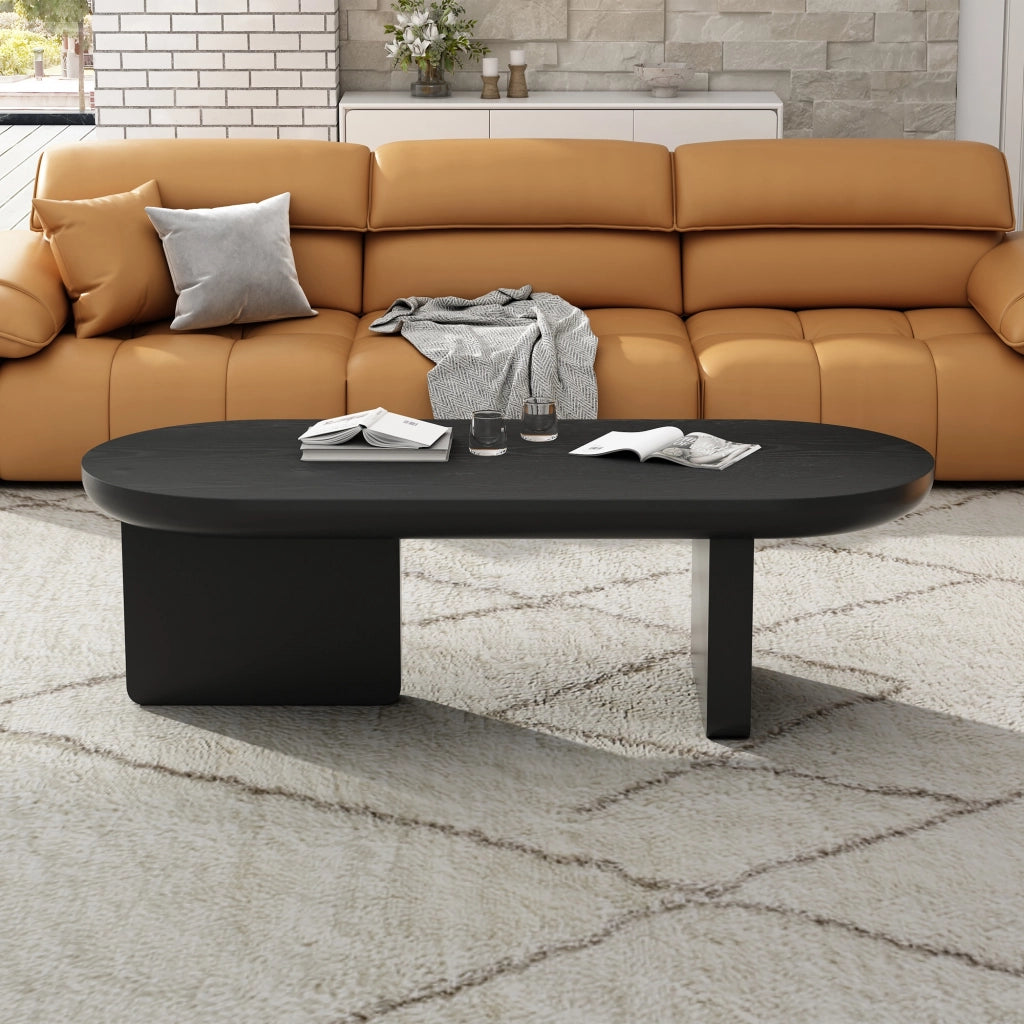 Tavolino ovale, stile minimalista, MDF, 119.7 x 49.8 x 35.5 cm, nero