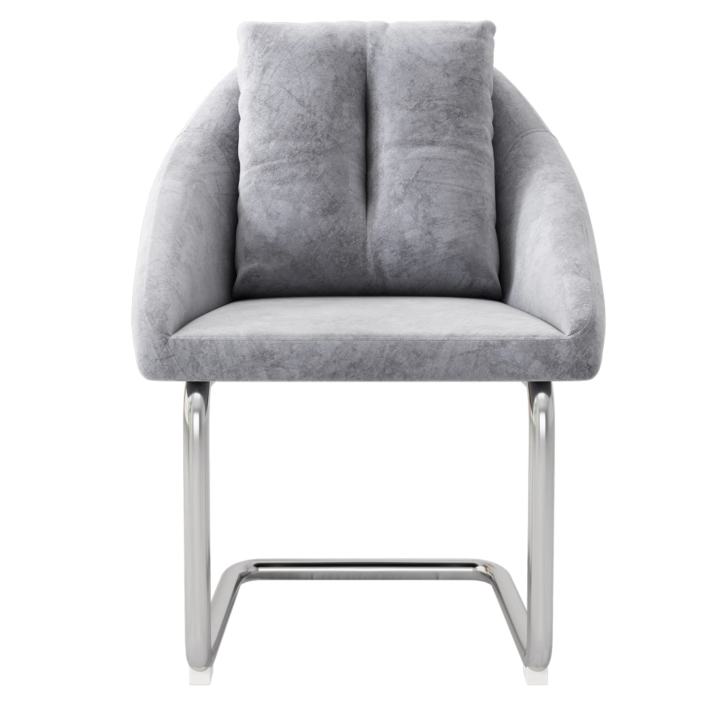 Set di 2 sedie girevoli in velluto grigio con struttura in metallo, design ergonomico per casa e ufficio