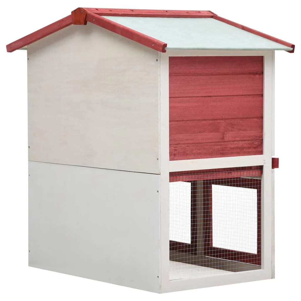 Conigliera da esterno 94 x 60 x 98 cm 3 porte legno rosso 02_0000591