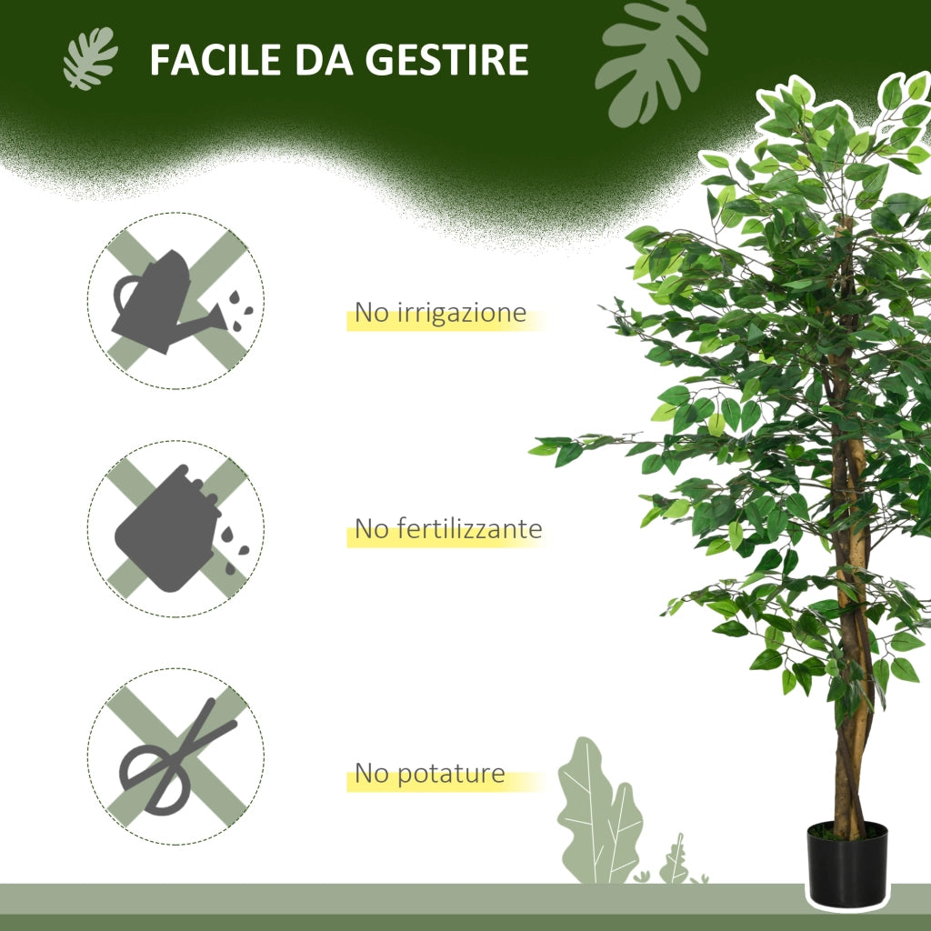 Pianta Artificiale Ficus ¨C zephmum ¨C Verde 150cm con Vaso