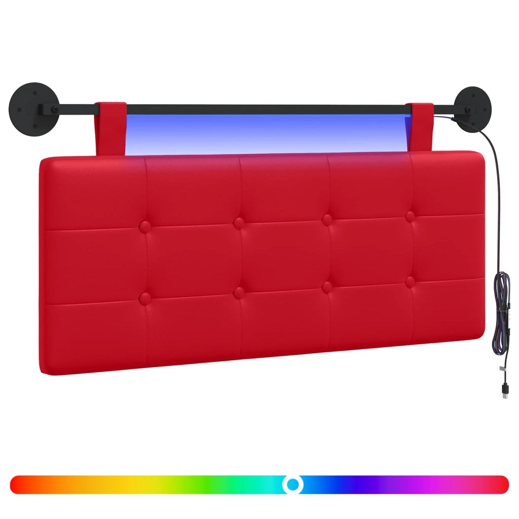Testiera sospesa Con luce LED Rosso Similpelle