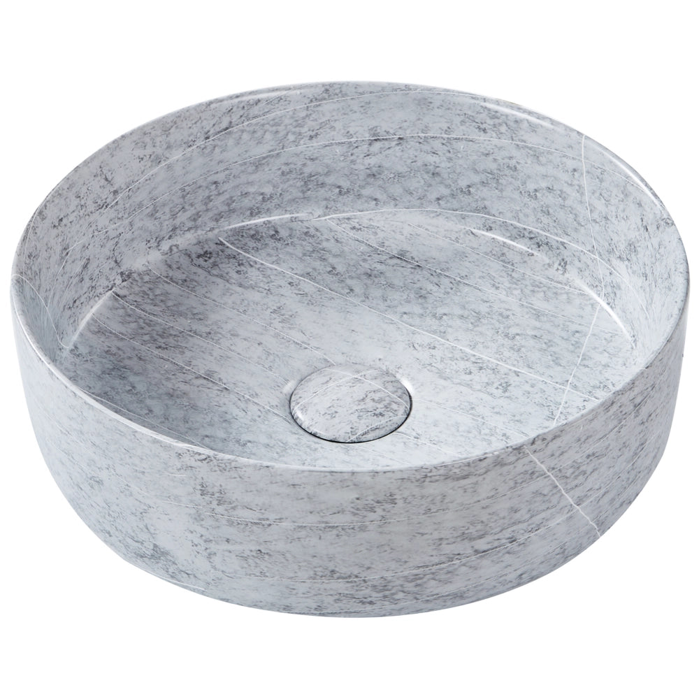 Lavandino da appoggio Grigio Ceramica 37 cm Opaco Lavandino da bagno rotondo effetto granito